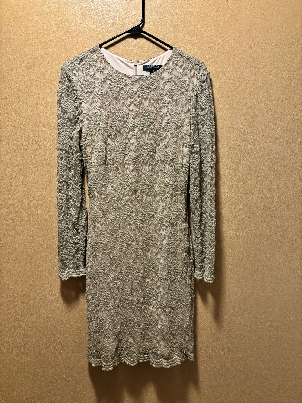 Ralph Lauren Long-Sleeve Sheath Dress - Gold